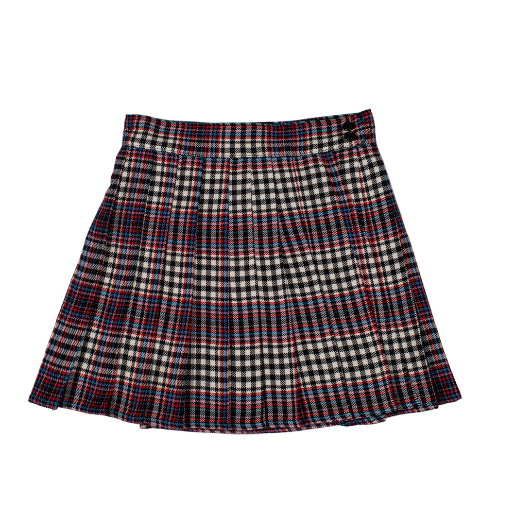 Plaid Pleated Mini Wrap Skirt