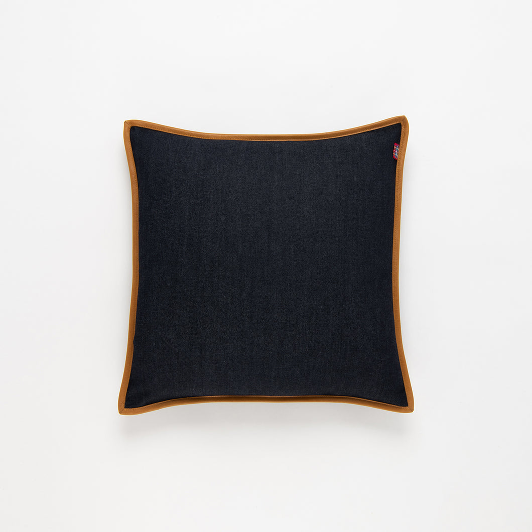 Denim/ Leather Throw Pillow
